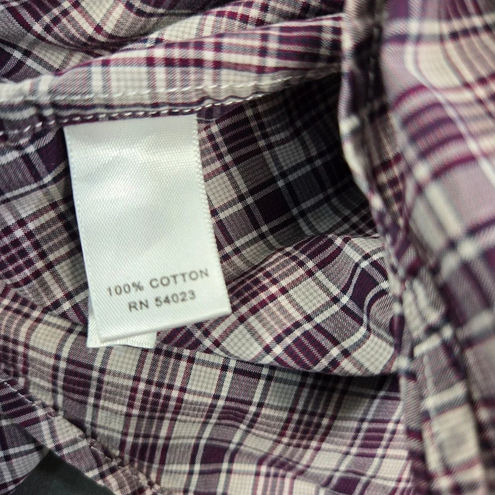 Banana Republic Men's Slim Fit Plaid Button Down Shirt Purple White Cotton Small